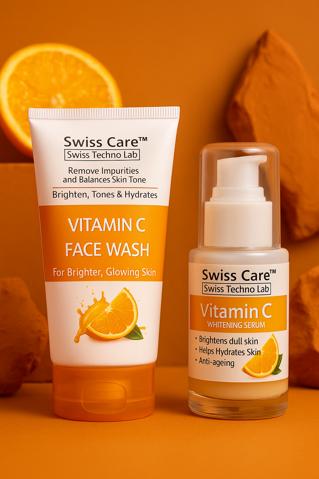 Glow Genesis Duo | Vitamin C Face Wash & Serum for Glowing Skin – Swiss Care